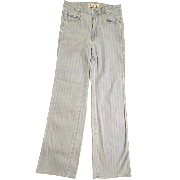 AMO Light Blue Horizontal Striped Jeans - Picture 1 of 9